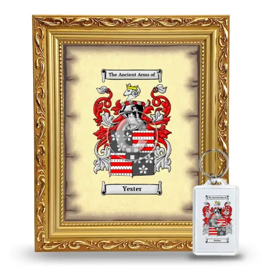 Yester Framed Coat of Arms and Keychain - Gold