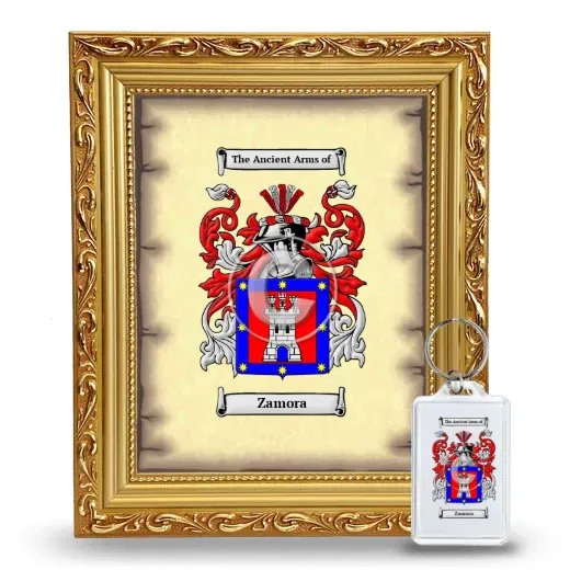 Zamora Framed Coat of Arms and Keychain - Gold