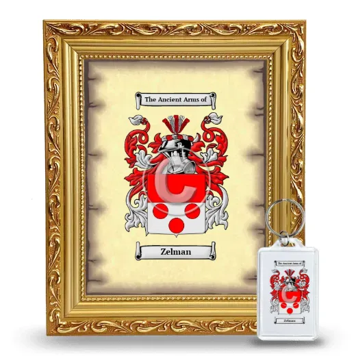 Zelman Framed Coat of Arms and Keychain - Gold