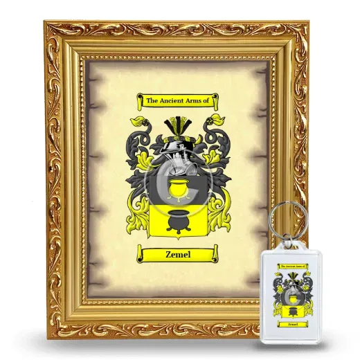 Zemel Framed Coat of Arms and Keychain - Gold