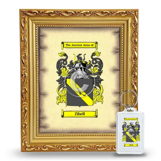 Zibell Framed Coat of Arms and Keychain - Gold