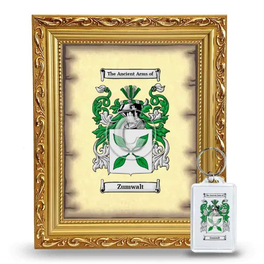Zumwalt Framed Coat of Arms and Keychain - Gold