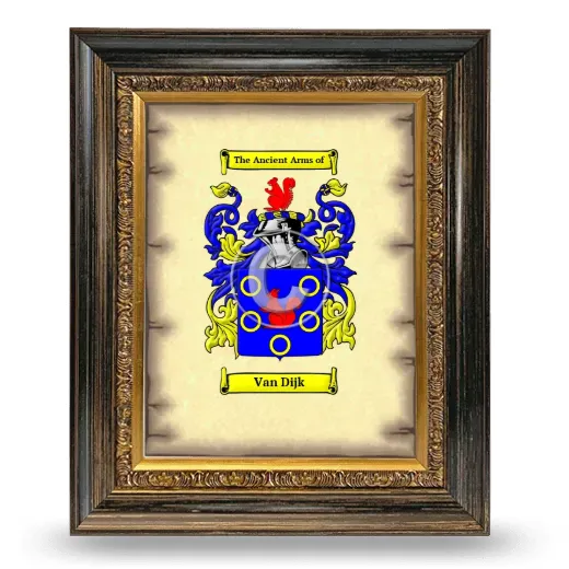 Van Dijk Coat of Arms Framed - Heirloom