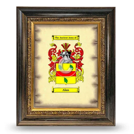 Alan Coat of Arms Framed - Heirloom