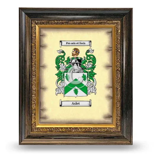Aslet Coat of Arms Framed - Heirloom