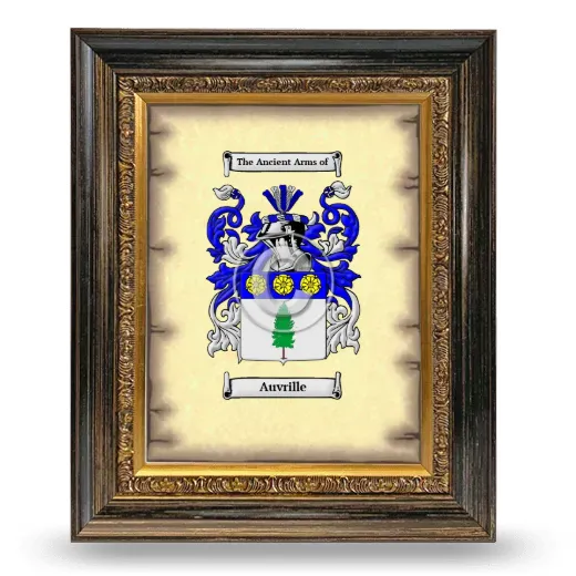Auvrille Coat of Arms Framed - Heirloom