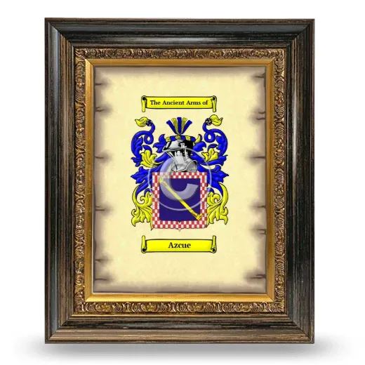 Azcue Coat of Arms Framed - Heirloom