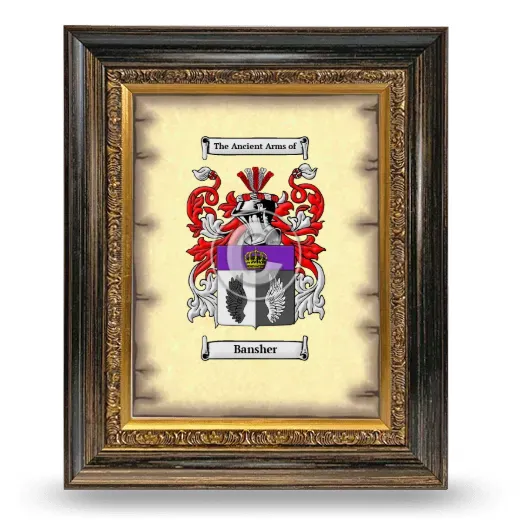 Bansher Coat of Arms Framed - Heirloom