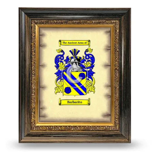 Barbarito Coat of Arms Framed - Heirloom