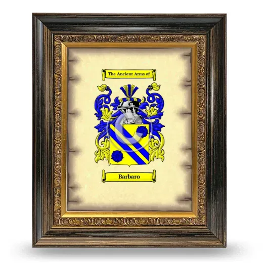 Barbaro Coat of Arms Framed - Heirloom