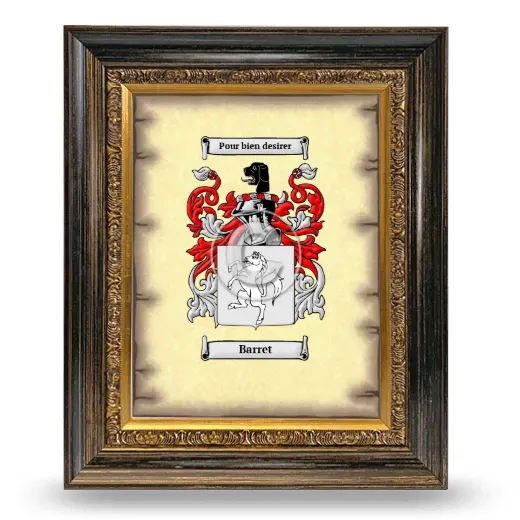 Barret Coat of Arms Framed - Heirloom