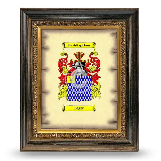 Beger Coat of Arms Framed - Heirloom