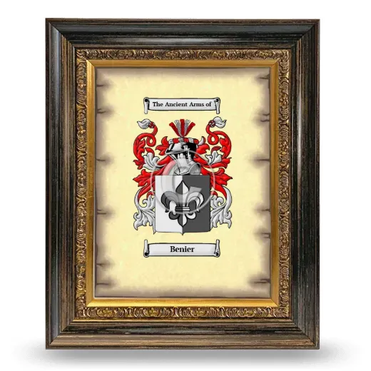 Benier Coat of Arms Framed - Heirloom