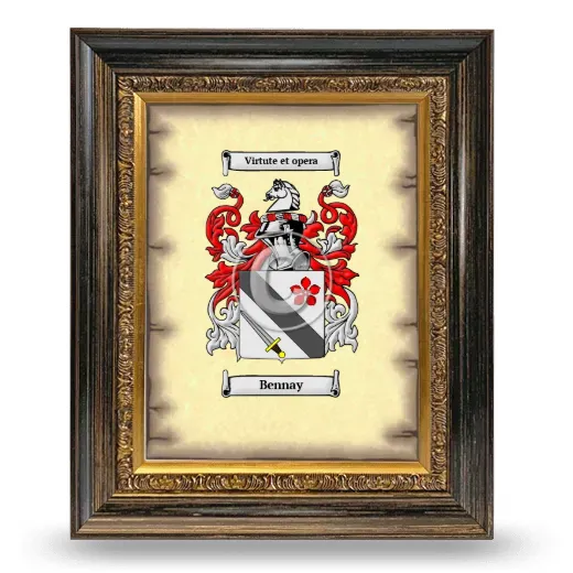 Bennay Coat of Arms Framed - Heirloom