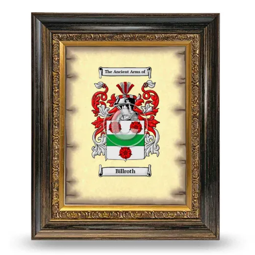Billroth Coat of Arms Framed - Heirloom