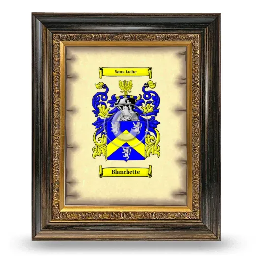 Blanchette Coat of Arms Framed - Heirloom