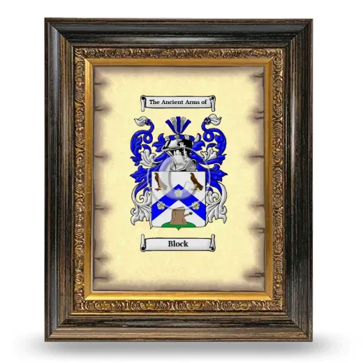 Block Coat of Arms Framed - Heirloom