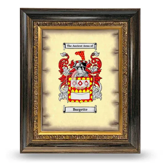 Burgette Coat of Arms Framed - Heirloom