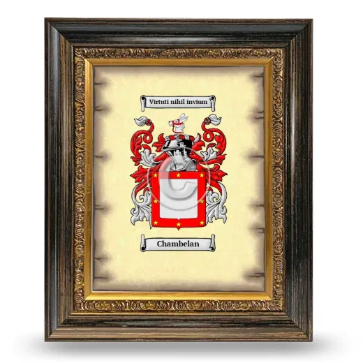 Chambelan Coat of Arms Framed - Heirloom