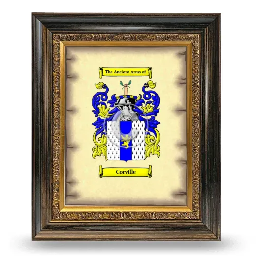 Corville Coat of Arms Framed - Heirloom