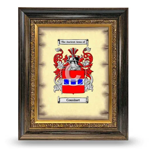 Cousinet Coat of Arms Framed - Heirloom