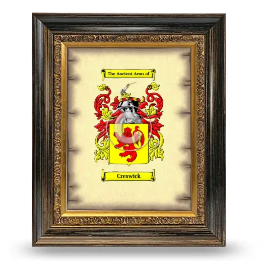 Creswick Coat of Arms Framed - Heirloom