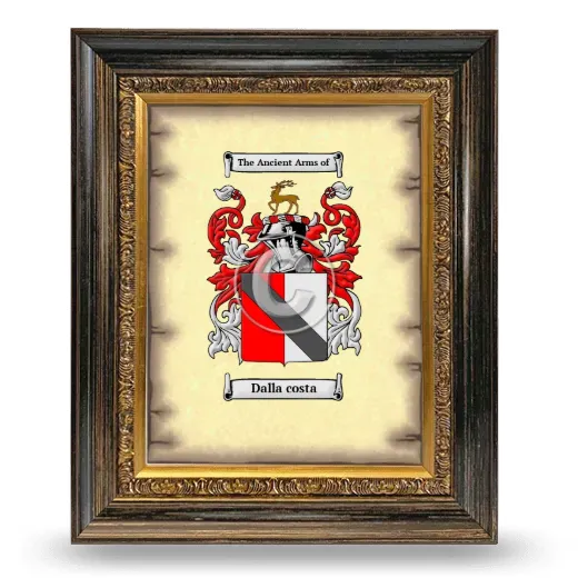 Dalla costa Coat of Arms Framed - Heirloom