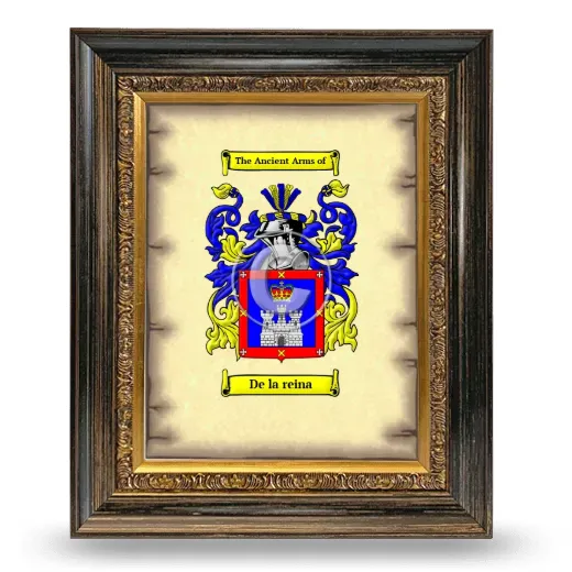 De la reina Coat of Arms Framed - Heirloom