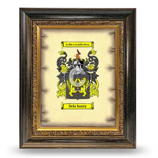 Dela hunty Coat of Arms Framed - Heirloom