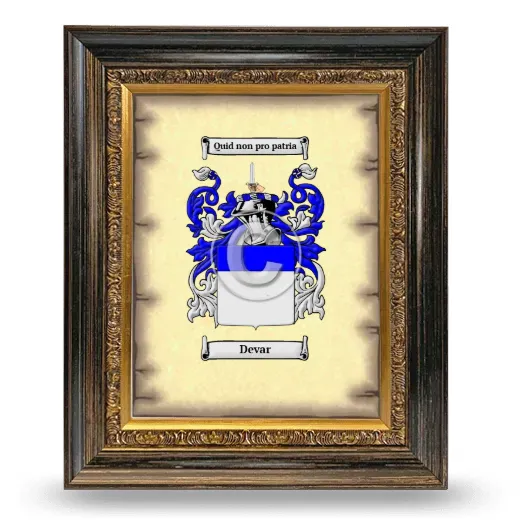 Devar Coat of Arms Framed - Heirloom