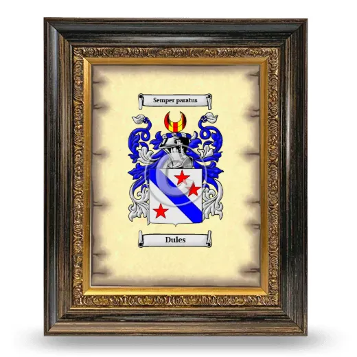 Dules Coat of Arms Framed - Heirloom