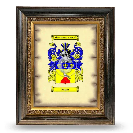 Fages Coat of Arms Framed - Heirloom