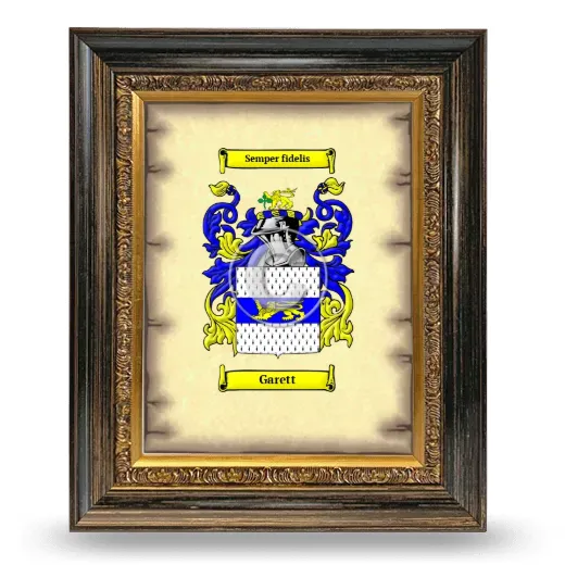 Garett Coat of Arms Framed - Heirloom