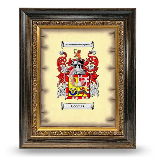 Goomas Coat of Arms Framed - Heirloom