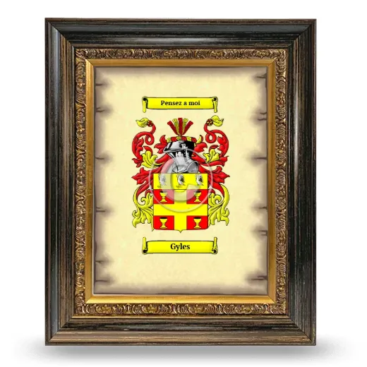 Gyles Coat of Arms Framed - Heirloom