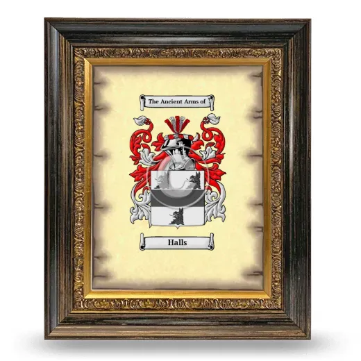 Halls Coat of Arms Framed - Heirloom