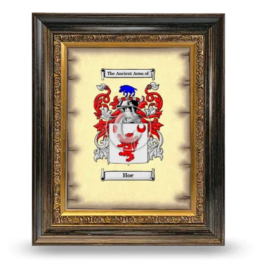 Hoe Coat of Arms Framed - Heirloom