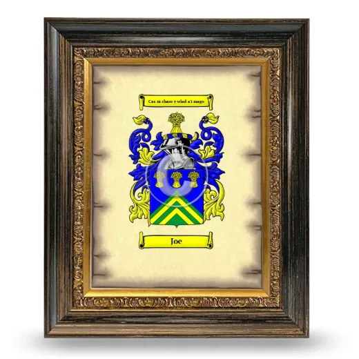 Joe Coat of Arms Framed - Heirloom