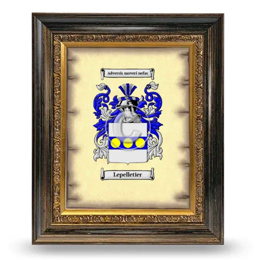 Lepelletier Coat of Arms Framed - Heirloom