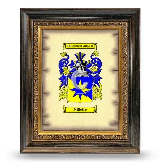 Millette Coat of Arms Framed - Heirloom