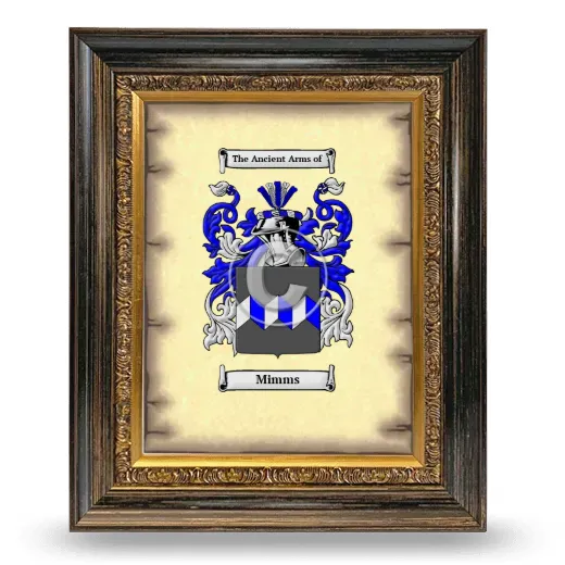 Mimms Coat of Arms Framed - Heirloom