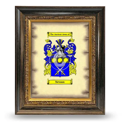 Nevoux Coat of Arms Framed - Heirloom