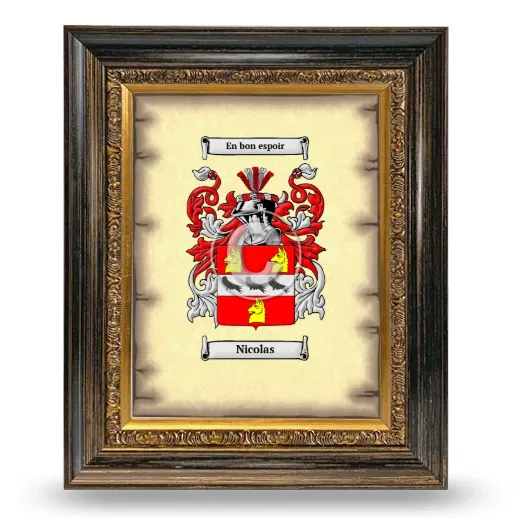 Nicolas Coat of Arms Framed - Heirloom