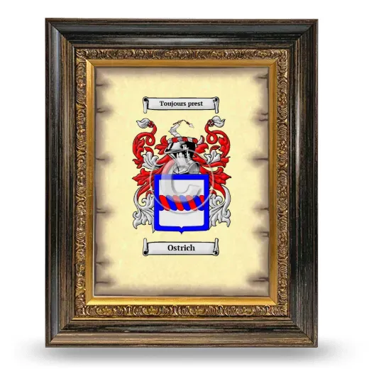 Ostrich Coat of Arms Framed - Heirloom