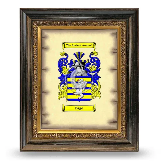Page Coat of Arms Framed - Heirloom