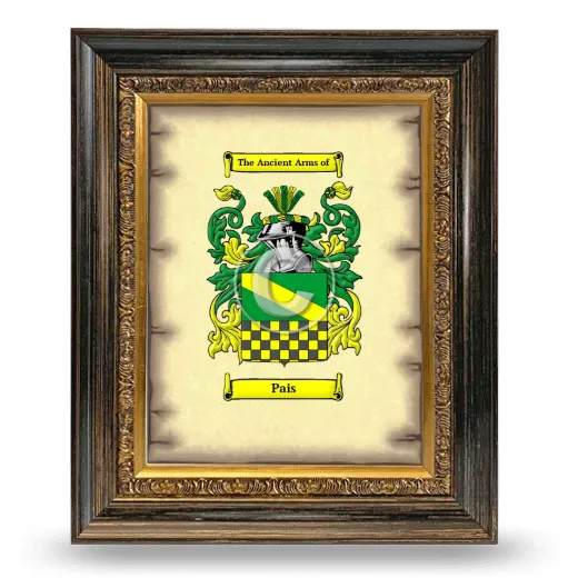 Pais Coat of Arms Framed - Heirloom
