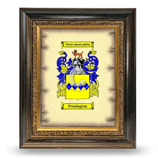Pennington Coat of Arms Framed - Heirloom