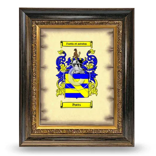 Potts Coat of Arms Framed - Heirloom