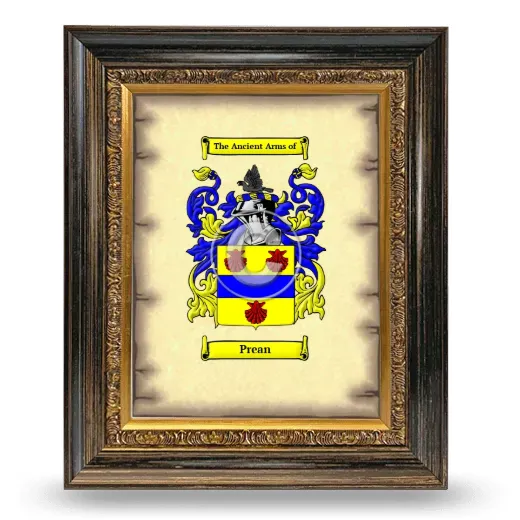 Prean Coat of Arms Framed - Heirloom