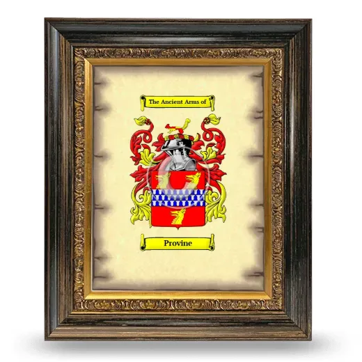 Provine Coat of Arms Framed - Heirloom